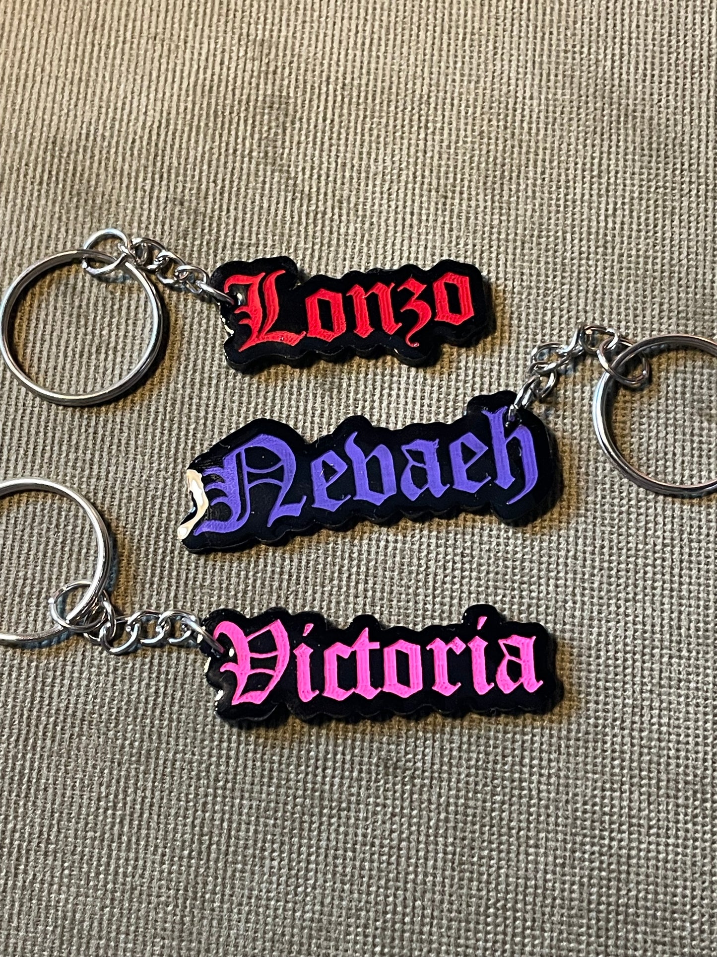 Custom Name Keychains - Old English Style