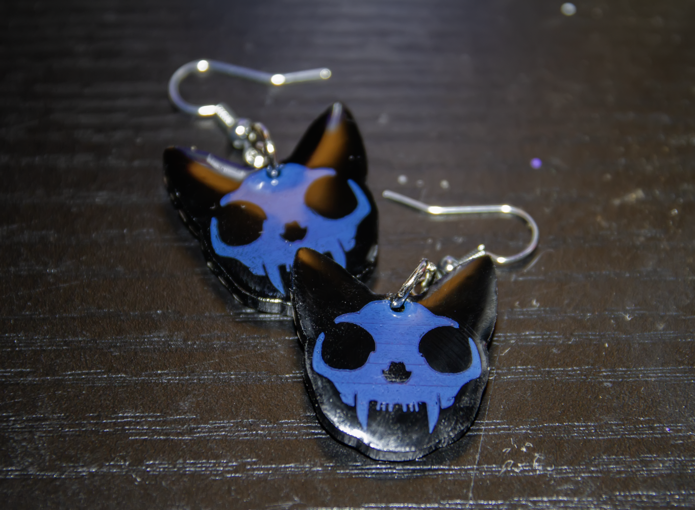 Spooky Skull Kitty Earrings