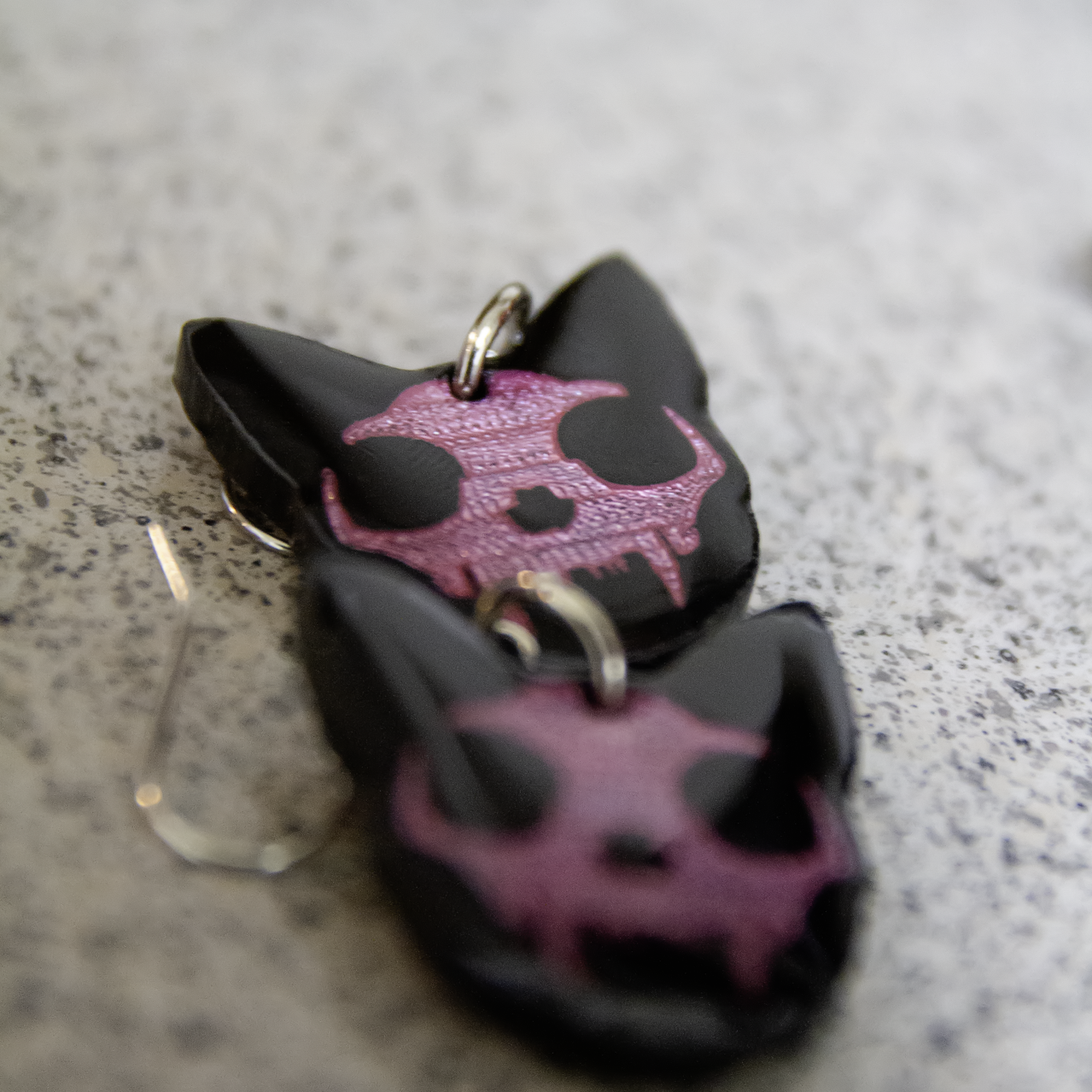Spooky Skull Kitty Earrings