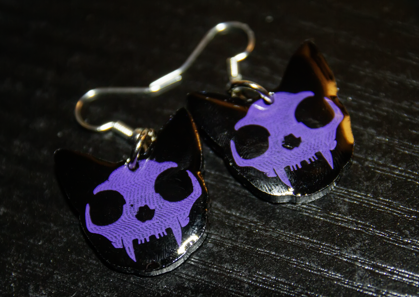 Spooky Skull Kitty Earrings