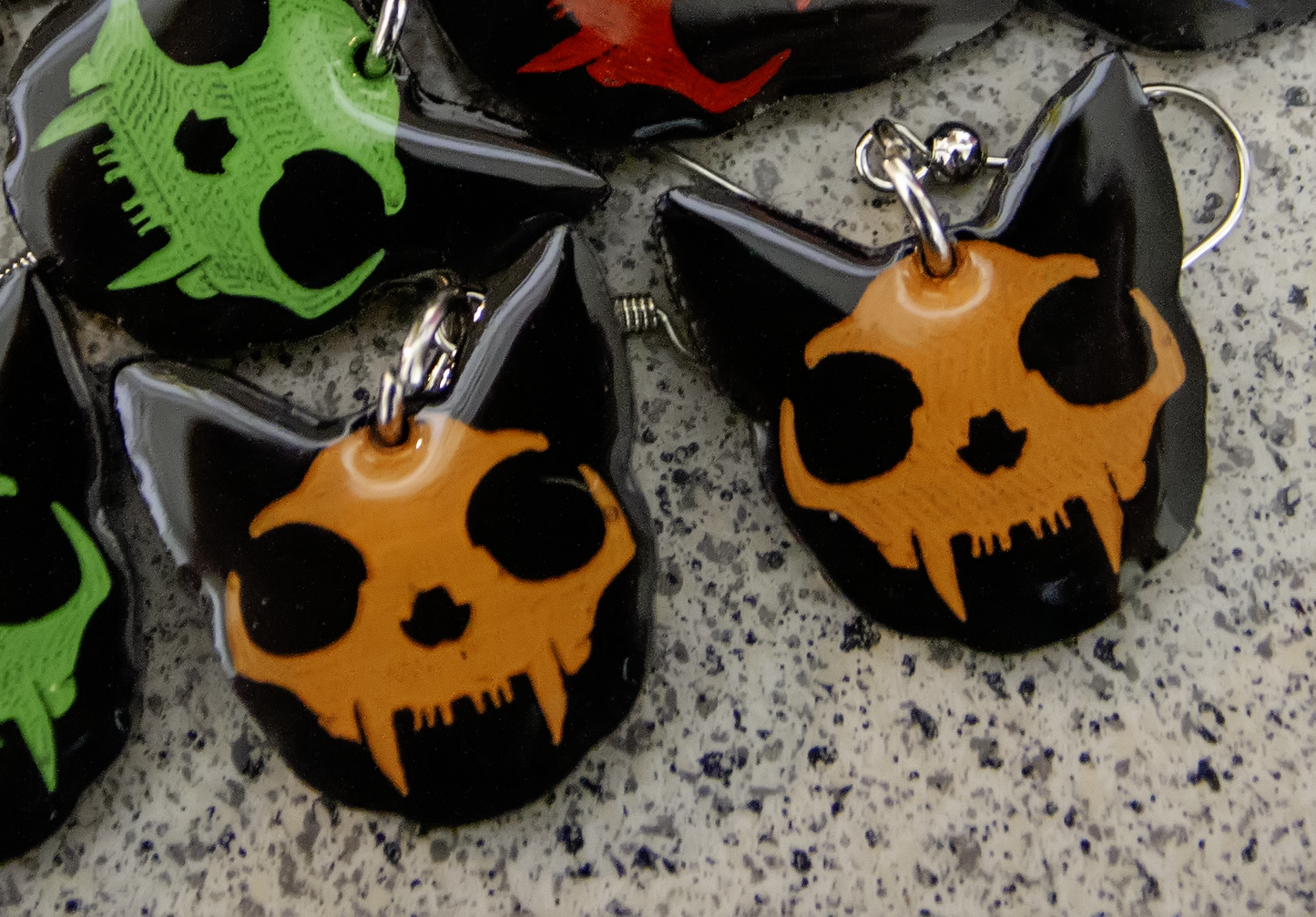 Spooky Skull Kitty Earrings