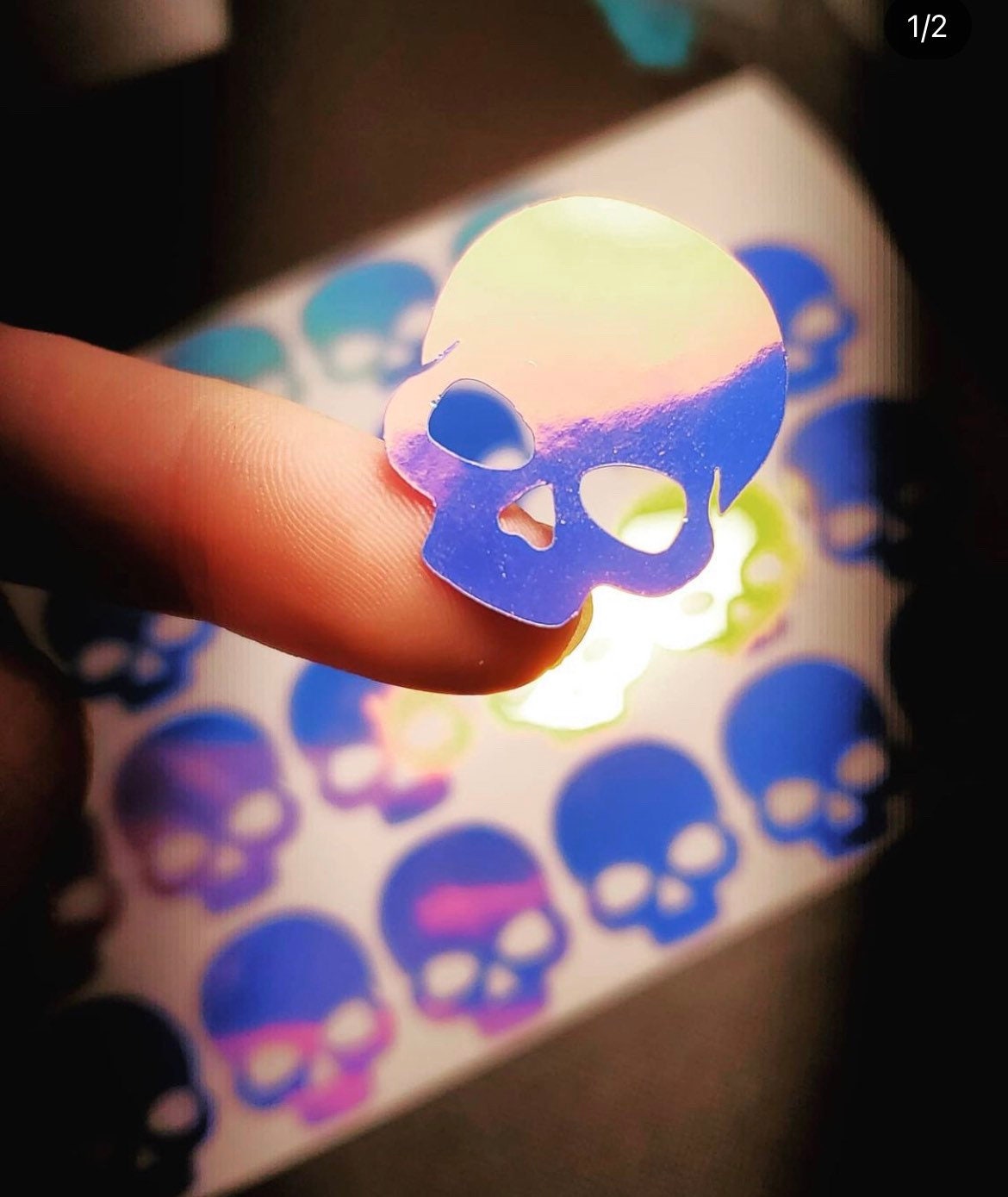 Water Proof Holographic Skull Vinyl stickers