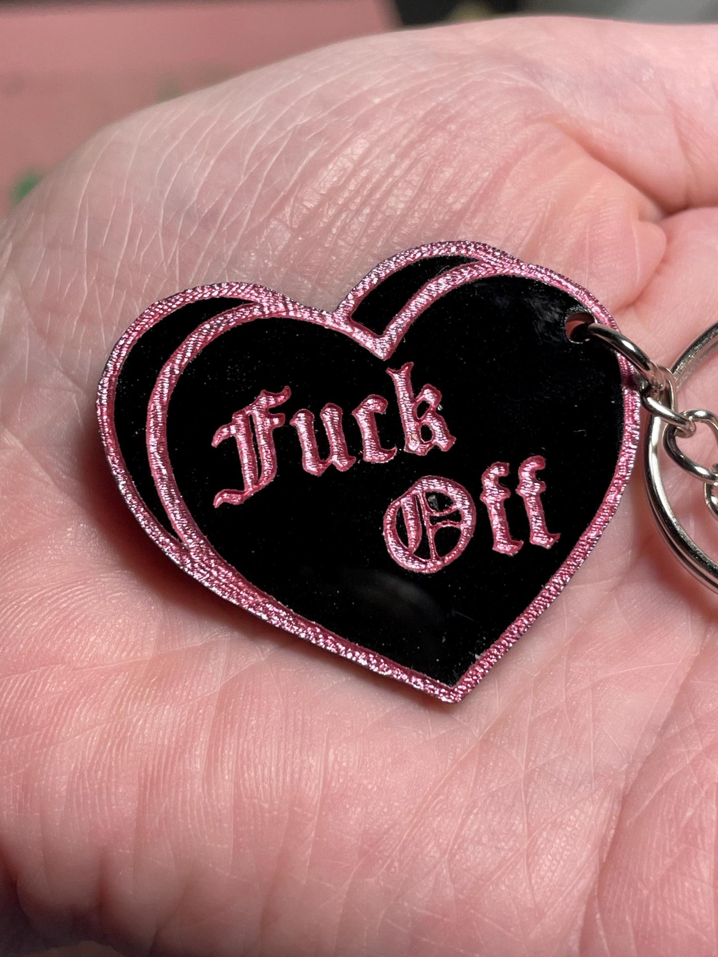 Fuck Off Candy Heart Key Chain - Different Colors Available