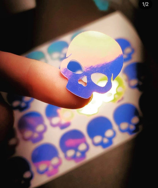 Water Proof Holographic Skull Vinyl stickers